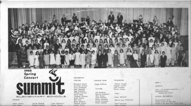 Elementary All City Chorus and Orchestra - Spring Concert 1968 (photo courtesy of Joseph S. Finis, Sr./Facebook)