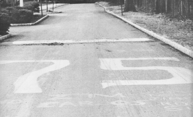 The famed 75 painted on the high school driveway by parties unknown. The responsible party may now own up because the statute of limitations expired during the Carter-Reagan debate. 