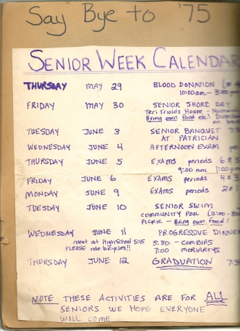 Senior Week Calendar