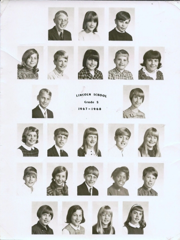 Fifth Grade - Mrs. Lynn Auster
Left to Right, Top to Bottom
1.  John Colton, Betsy ____, Dennis Hart
2.  Terry Triolo, Craig Sherman, Mimi Allerton, Chipper Ward, Madeline Calabrese
3.  Todd Reynolds, Susan Roessle
4.  Debbie Lipscomb, Mark Wojeck, 
