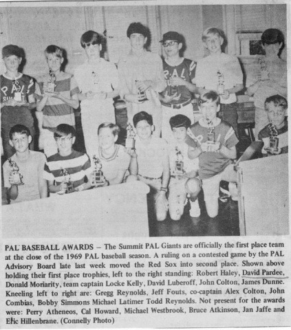Photo and caption courtesy of Dave Pardee/Facebook.  Heres an oldie but goody. I believe we were in 5th grade. Lincoln school won the PAL 
baseball championship after a close game. We actually lost the game by 1 run in the 
last inning. The win was deci
